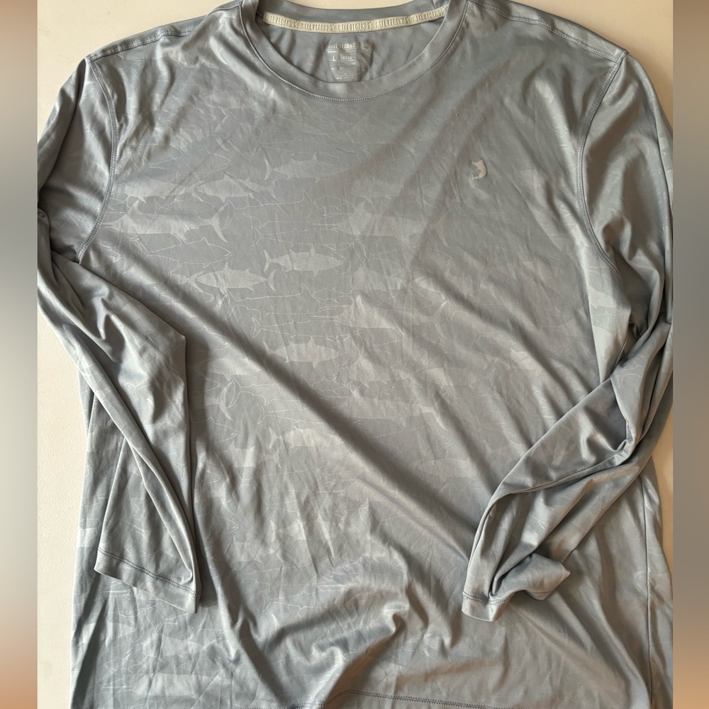 Reel Legends grey shark long sleeved t shirt